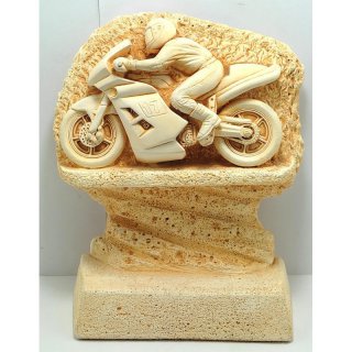 Figur Motorradfahrer Sandsteinoptik 270 mm inkl. Gravur