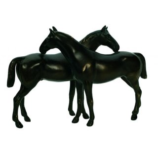Figur Pferd Zweiergruppe bronziert 15cm