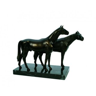 Figur Pferd Zweiergruppe bronziert 20,5cm
