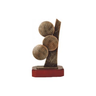 Figur Pokal Trophe Boccia auf Mahagoni Lok Holzsockel, incl einer Textgravur