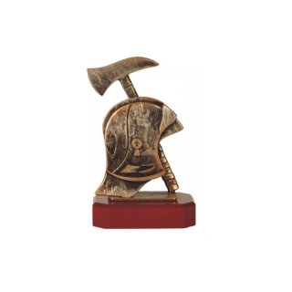 Figur Pokal Trophäe Feuerwehr H=270mm auf Mahagoni Lok Holzsockel, incl einer Textgravur