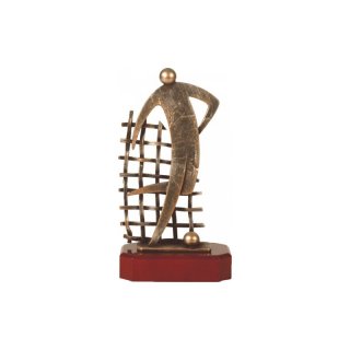 Figur Pokal Trophäe Fussball H= 260mm auf Mahagoni Lok Holzsockel, incl einer Textgravur