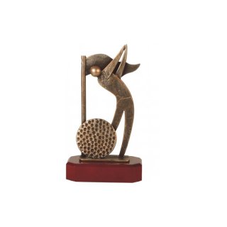 Figur Pokal Trophäe Golf H=250mm auf Mahagoni Lok Holzsockel, incl einer Textgravur