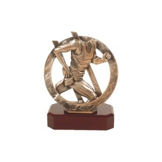 Figur Pokal Trophäe Laufen H=185mm auf Mahagoni Lok Holzsockel, incl einer Textgravur auf Holzsockel