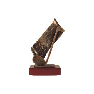 Figur Pokal Trophäe Notenschlüssel H=235mm auf Mahagoni Lok Holzsockel, incl einer Textgravur