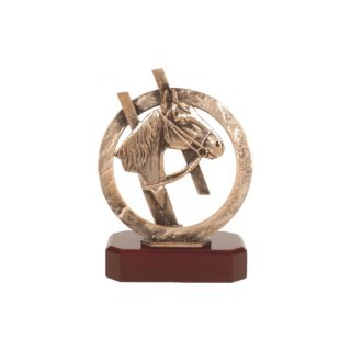 Figur Pokal Trophäe Reitsport - Reitsport H=245mm auf Mahagoni Lok Holzsockel, incl einer Textgravur auf Holzsockel