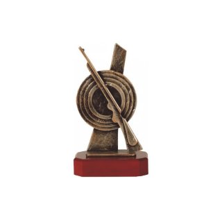 Figur Pokal Trophe Schiesport - Gewehr auf Mahagoni Lok Holzsockel, incl einer Textgravur