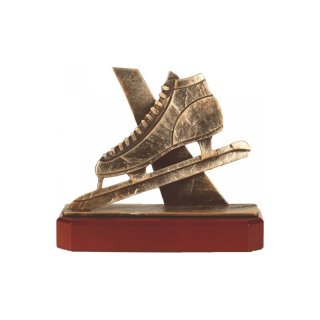 Figur Pokal Trophäe Schlittschh H=205mm auf Mahagoni Lok Holzsockel, incl einer Textgravur
