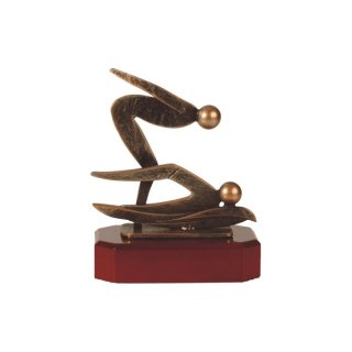 Figur Pokal Trophäe Schwimm auf Mahagoni Lok Holzsockel, incl einer Textgravur en H=190mm auf Mahagoni Lok Holzsockel, incl einer Textgravur