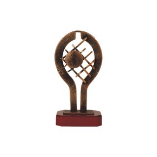 Figur Pokal Trophäe Tennis H=280mm auf Mahagoni Lok Holzsockel, incl einer Textgravur