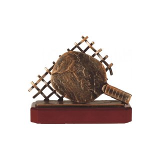 Figur Pokal Trophäe Tischtennis H=190mm auf Mahagoni Lok Holzsockel, incl einer Textgravur