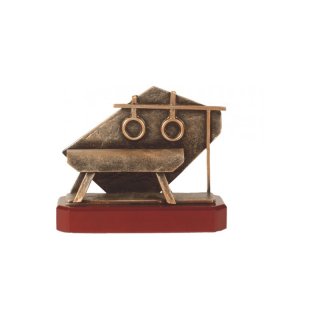 Figur Pokal Trophäe Turnen H=195mm auf Mahagoni Lok Holzsockel, incl einer Textgravur