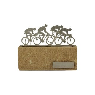 Figur Radsportgruppe H=190mm auf Sandstein Sockel, Gravur im Preis enthalten.