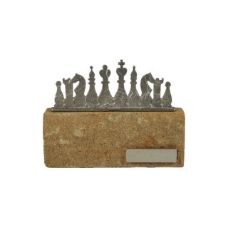 Figur Schach H=190mm auf Sandstein Sockel, Gravur im Preis enthalten.