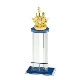 Figur Schach goldfarbig auf Glasstnder Lissabon inkl. Wunschgravur