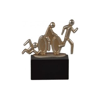 Figur Triathlon auf Holzsockel H=10,5cm, inkl. Wunschgravur, Ihr Gravurtext