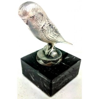 Figur Wellensittich Glanz Silber 11cm incl. einer Gravur