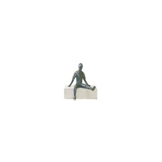 Figur, sitzend - Umfang/Gre: 14 cm Bronzeskulptur mit Steingusssockel