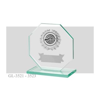 Glas Octagon, Emblemtrger fr 50mm Emblem, Textschild, Gravur ist im Preis inhalten, 4 Gren