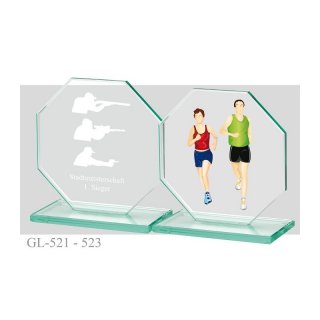 Glas Octagon,gravurfhig und bedruckbar, inclu. Gravur und Druck, 4 Gren