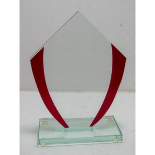 Glasstnder mit rotem Rand Breite 13 cm inkl. Gravur