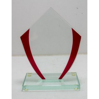 Glasstnder mit rotem Rand Breite 15 cm inkl. Gravur