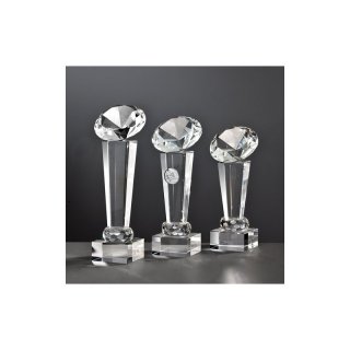 Noblesseglas-Trophe 19cm Diamant klar, Sockel 60x30mm