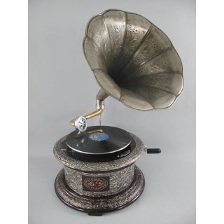 Grammophon GRAVUUR vern./Holz rund(Deko) H.70cm