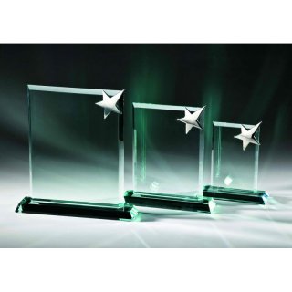 JADE-Glas mit Stern in 3 unterschiedlichen Gren, eine Lasergravur ist der Preis enthalten