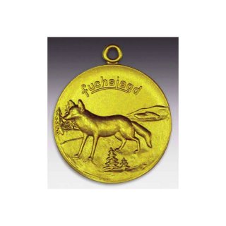 Jagd - Medaille Fuchsjagd mit se  50mm, goldfarben in Metall