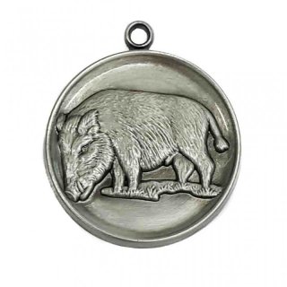 Jagd - Medaille Wildschwein mit se 50mm, silberfarben in Metall