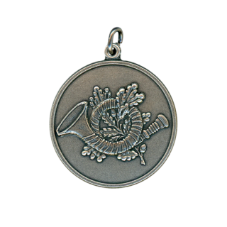 Jagdmedaille Horn altsilberfarben �40mm  mit �se und Ring