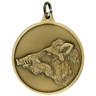 Jagdmedaille Keilerkopf 40 mm, bronzefarbig mit se und Ring