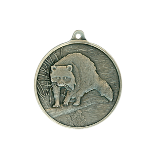 Jagdmedaille Waschb�r altsilberfarben �40mm  mit �se und Ring