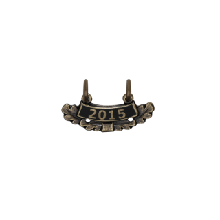 Jahresspange, 25 mm, bronzefarbig, mit Lochbohrungen und sen und Ringen