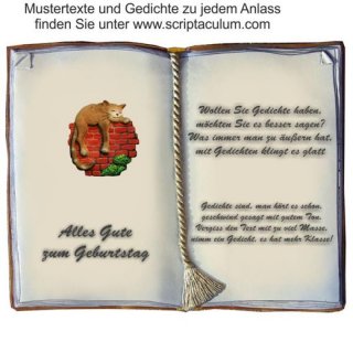 Keramikbuch Decoramic 270x220mm  sandfarben, Motiv Schlafende Katze auf Mauer