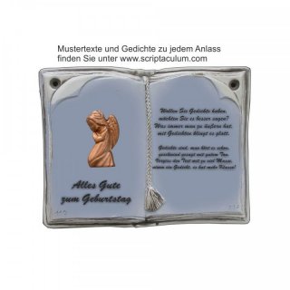 Keramikbuch Grau, Motiv Engel kniend Bronze