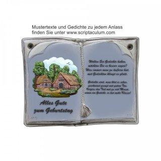 Keramikbuch Grau, Motiv Worpswede Haus im Schlu