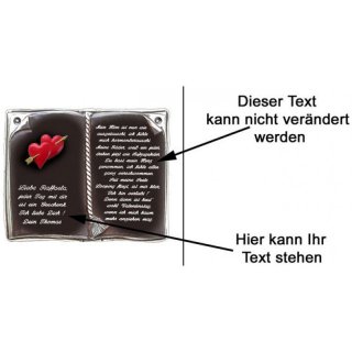 Keramikbuch zum Valentinstag 27x22 cm personalisierbar