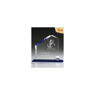 Kristall - Crystal Trophe Golf Regal Peak 250mm, Preis ist incl.Text & Logogravur, keine weiteren Kosten