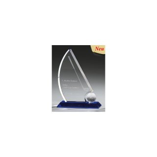 Kristall - Crystal Trophe Golf Sail Award 185mm, Preis ist incl.Text & Logogravur, keine weiteren Kosten