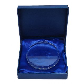 Kristall-Glas Medaille D=80mm D=10mm im Etui