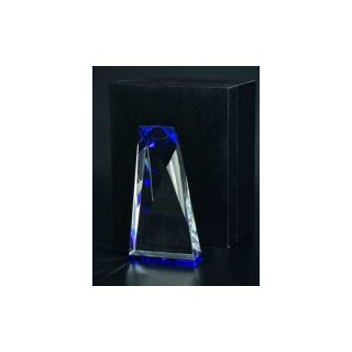 Kristall-Glas Trophe Pyramide blue  H=19cm W=10cm