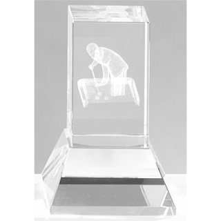Kristall-Quader  Billard auf Kristallsockel 12cm