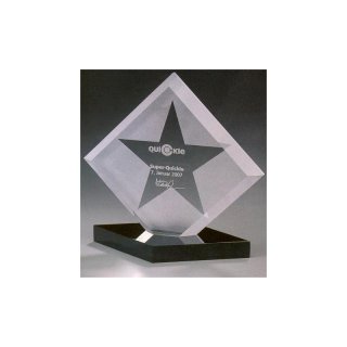 Kristall Square Star Award 210mm inkl. Text- & Logogravur