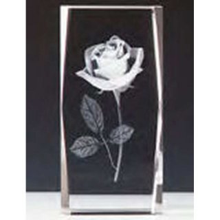 Kristallglas 3d-Rose 100mm Quader 10x5x5cm