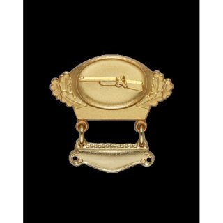 Leistungsabzeichen mit Gravurspange 32 mm,  bronzefarbig, mit Sicherheitsnadel