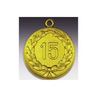 Medaille 15 im Kranz mit se  50mm, goldfarben in Metall