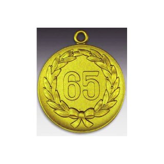 Medaille 65 im Kranz mit se  50mm, goldfarben in Metall