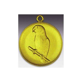 Medaille Agapornis mit se  50mm, goldfarben in Metall